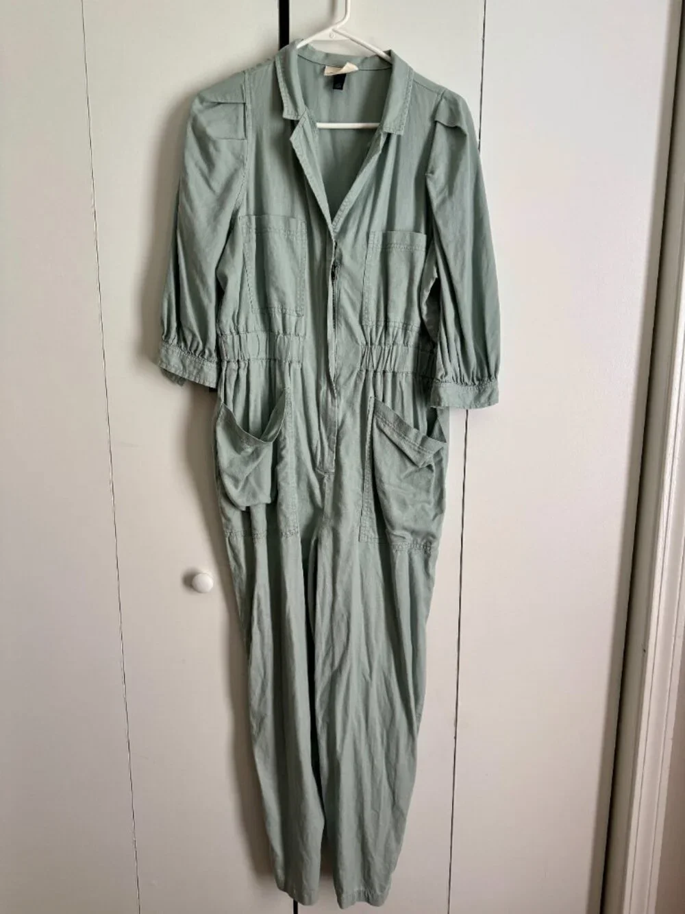 Universal Thread Women Short Sleeve Blue Baggy Cotton Blend Jumpsuit Size 12